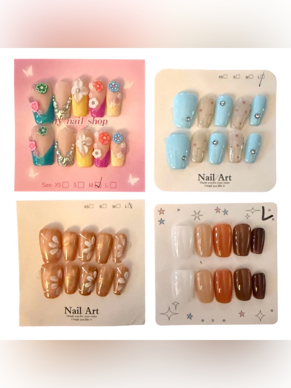 Designer Nail Bundle 4 Sets Size Large